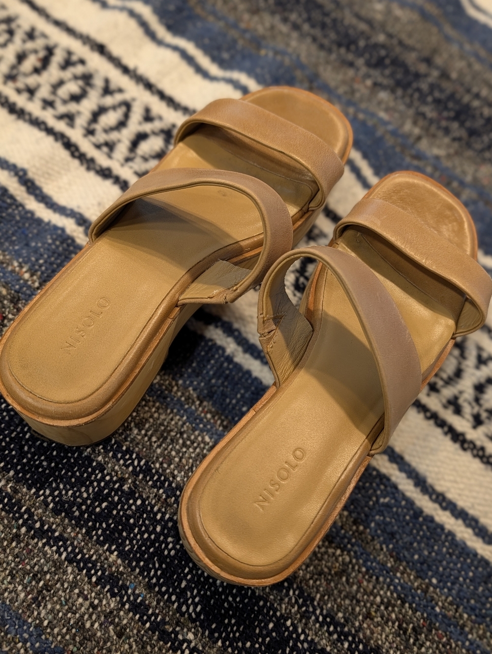 Nisolo All Day Ellie Clogs – Tan Leather Platform Sandals – Size 7.5 - Picture 6 of 11